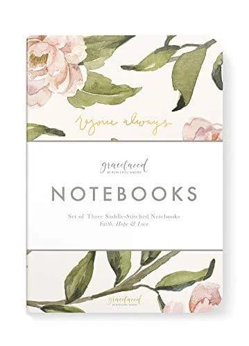 GraceLaced Lined Notebooks, Set of 3, Rejoice, Pray, Give by Ruth Chou Simons