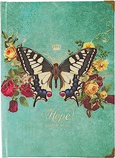 Christian Art Gifts Butterfly Journal w/Scripture Hope IsA. 40:31 Bible Verse Road/288 Ruled Pages, Large Hardcover Teal Notebook